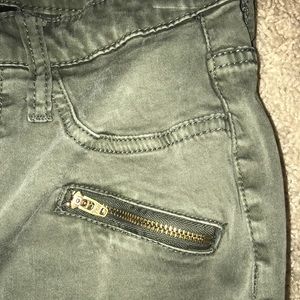 Army green high rise skinny jeans